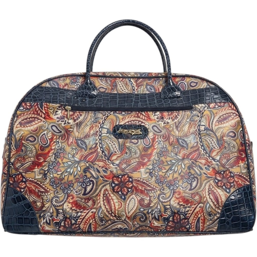 Kathy Van Zeeland Weekender Bag Women OS Paisley Croc Trim Travel Duffle